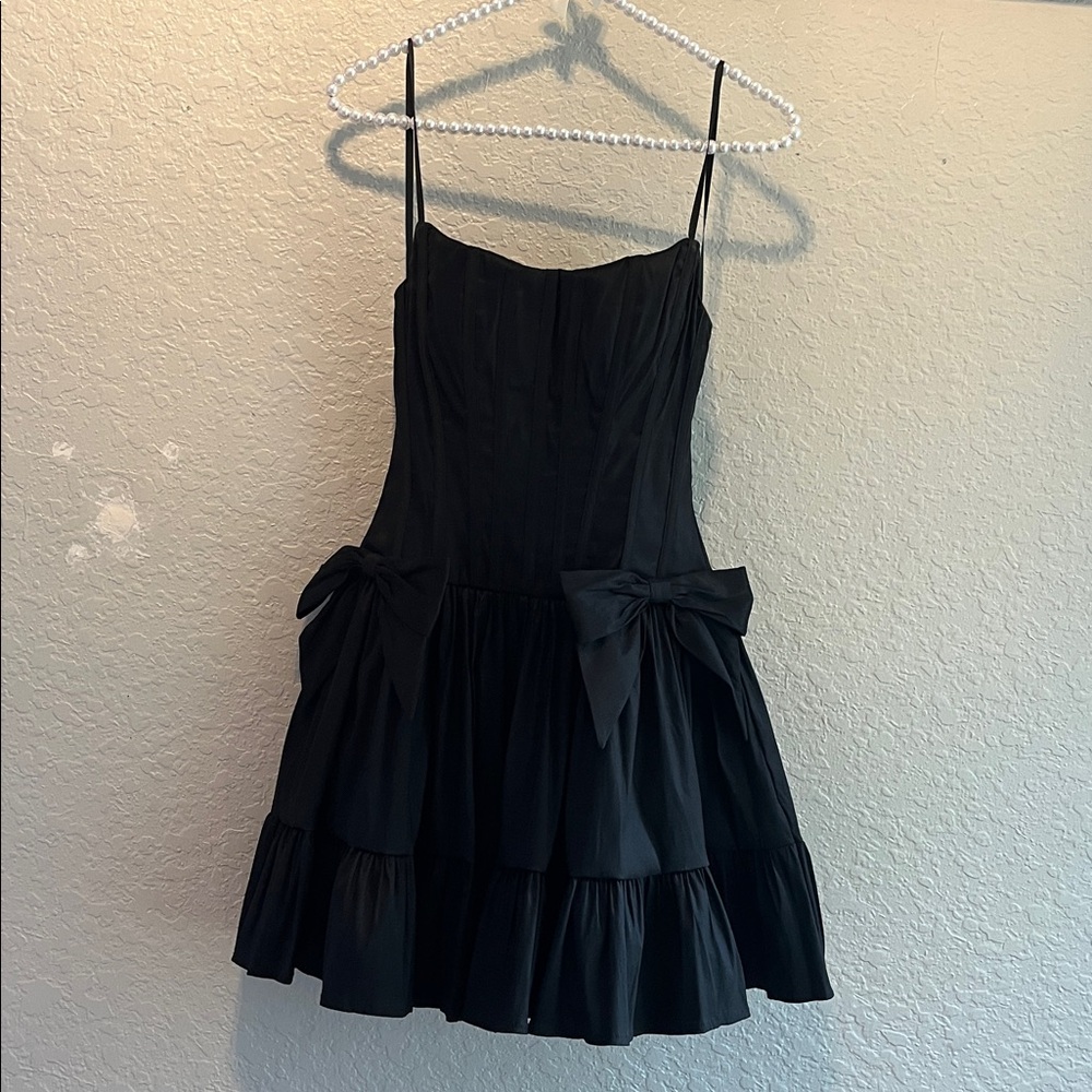 Alex & Sophia Black Sleeveless Fit & Flare Taffeta Dress Size 0